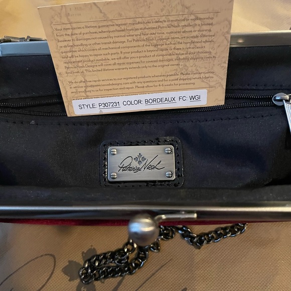Patricia Nash Bordeaux Velvet Kiss Lock Clutch/Shoulder Bag - Picture 8 of 12